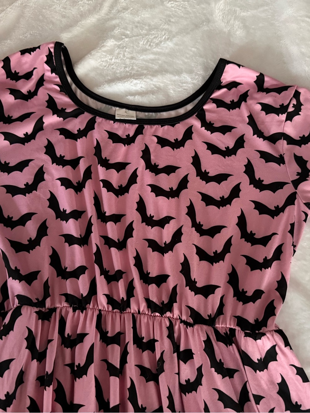 Boutique BAT Print Pink Dress Women’s XL Retro Gothic Halloween Goth Pastel - Picture 2 of 6